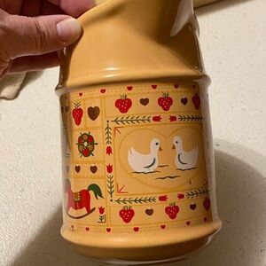 Vintage Beverly Baker Christmas Quilt Pitcher Cottagecore Ducks Strawberries